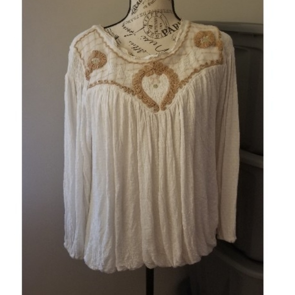 Free People Boho Style Blouse LARGE